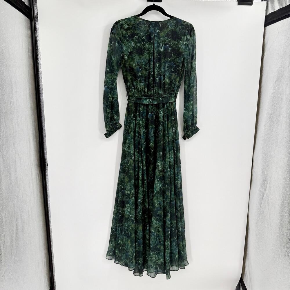 Ivy City Co Laney Green Watercolor Tiered Bishop Sleeve Maxi Sundress Size Small - Picture 5 of 6